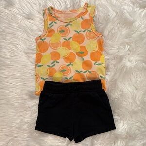 Cat & Jack Toddler Girl 2 Piece Fruit Print Tank Top & Shorts Set Size 18 Months